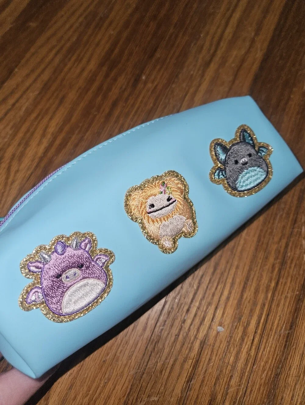 NWT Squishmallows Zip Pouch with 3 Squish Character Patches Pencil Case Pouch